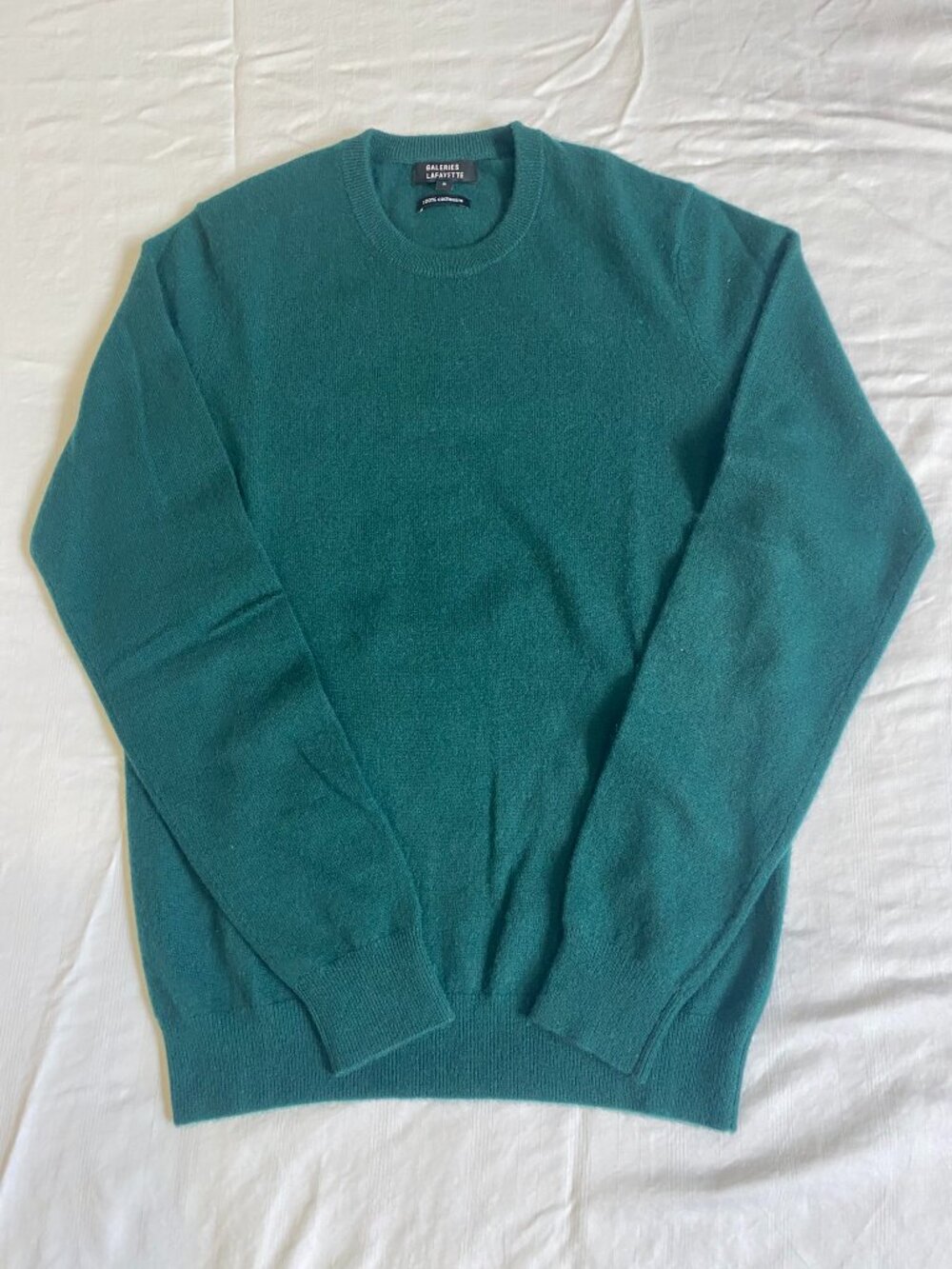 Galleries Lafayette men's emerald green cashmere crewneck sweater size small
